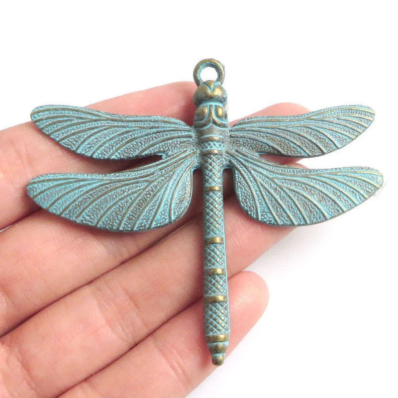 3PCS Patina Dragonfly Charms Pendants 63x72mm