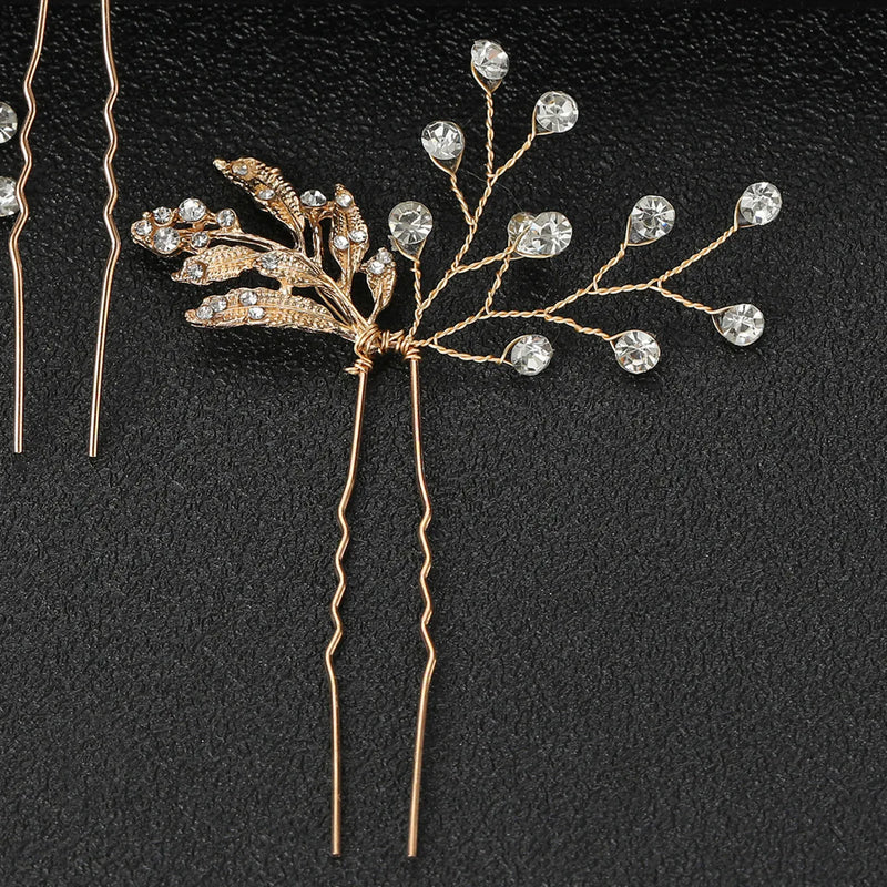 3PCS Vintage U-shaped Hairpin Hair Sticks Leaves Fairy Hair Pins