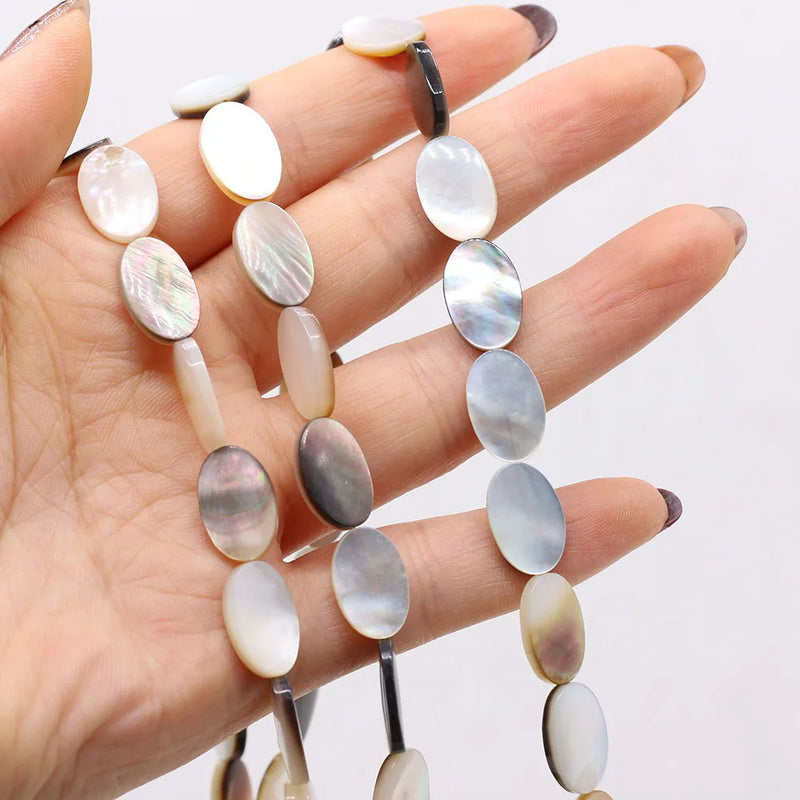 3PCS Natural Freshwater Shell Oval Beads DIY Necklace Bracelet Mother-of-Pearl