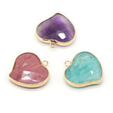 3PCS Amethyst Heart Shape Pendant Gilt Edge DIY Jewelry Necklace Accessory