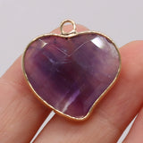 3PCS Amethyst Heart Shape Pendant Gilt Edge DIY Jewelry Necklace Accessory
