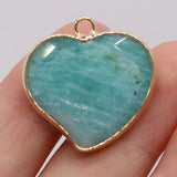 3PCS Amethyst Heart Shape Pendant Gilt Edge DIY Jewelry Necklace Accessory