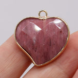 3PCS Amethyst Heart Shape Pendant Gilt Edge DIY Jewelry Necklace Accessory
