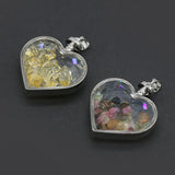 3PCS Rose Quartz Love Heart Wishing Bottle Pendant for DIY Necklace Earrings