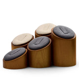 3PCS Wooden Ring Display Stand Jewelry Organizer with Microfiber Round Ring Rack