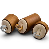 3PCS Wooden Ring Display Stand Jewelry Organizer Microfiber Round Rack Showcase