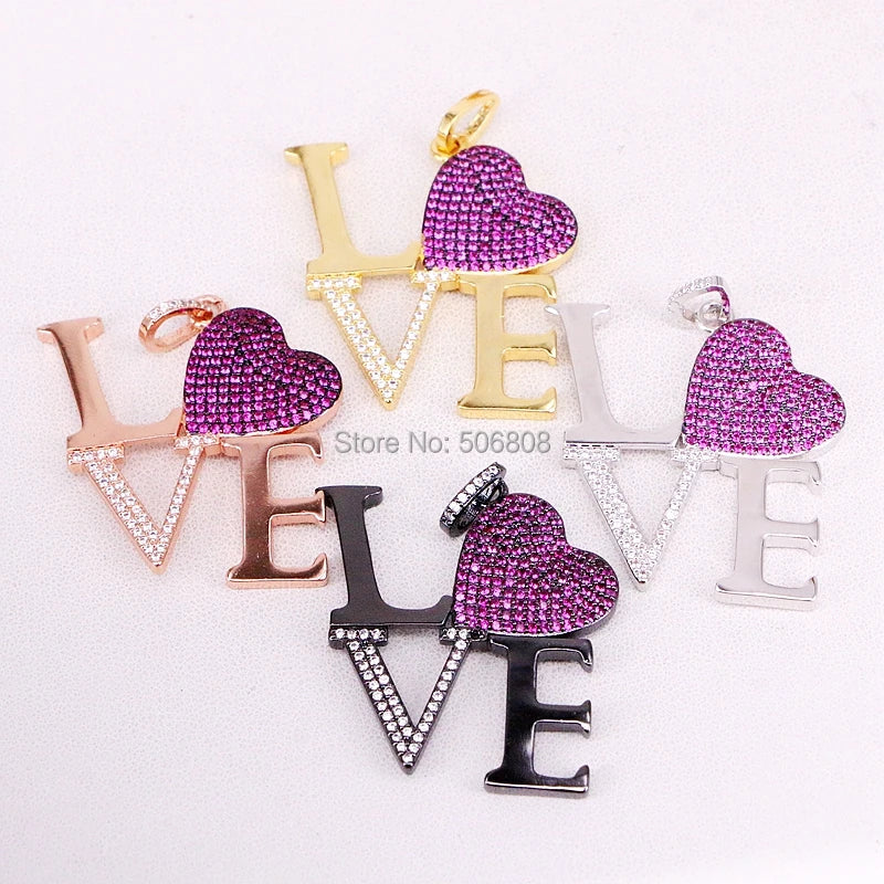 ZYZ-P7526 Micro Pave CZ Big Heart Love Necklace Pendant