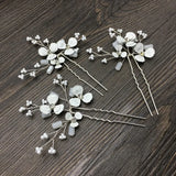 Bridal Wedding Headwear Flower Pearl Hairpins Set