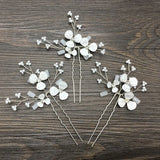 Bridal Wedding Headwear Flower Pearl Hairpins Set