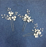 Bridal Wedding Headwear Flower Pearl Hairpins Set