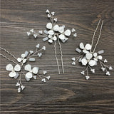 Bridal Wedding Headwear Flower Pearl Hairpins Set