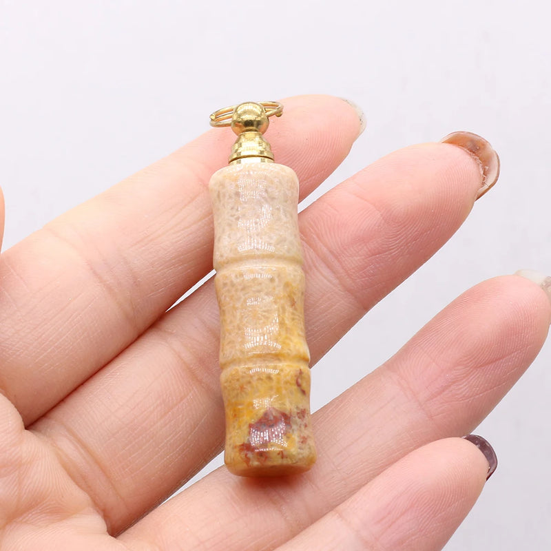 Natural Stone Coral Jade Perfume Bottle Pendant Essential Oil Diffuser
