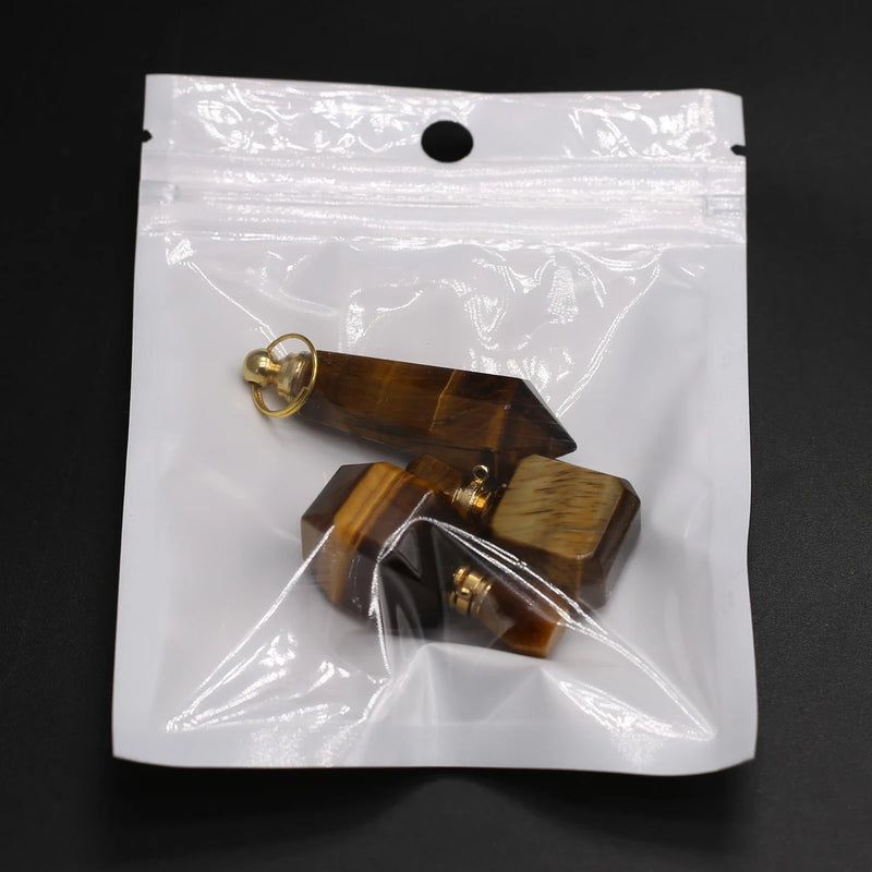 Tiger Eye Stone Perfume Bottle Pendant for Jewelry Making