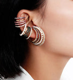 3PCs Pearl Rhinestone Ear Cuff CZ Stackable Earcuffs Sets