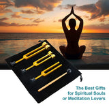 3-Pack Tuning Fork Set for Healing, Sound Therapy, Sonic Healing (Gold)