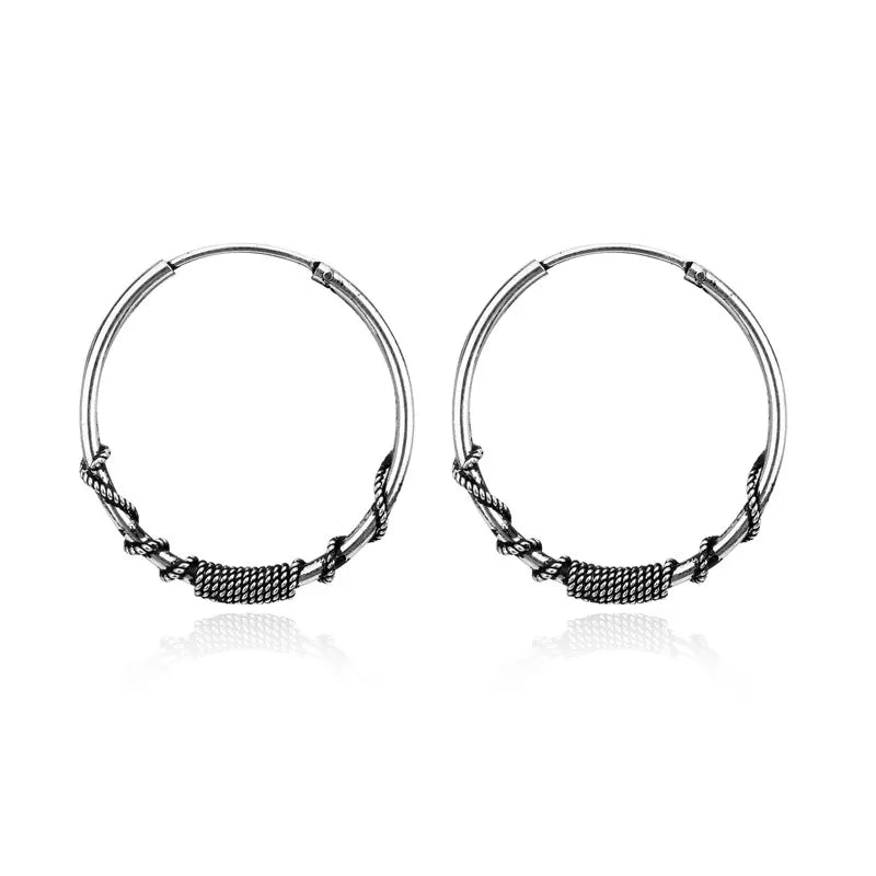 Ethnic Vintage Metal Hoop Earrings European Bohemian Retro Circle Jewelry