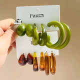 Resin Hoop Earring Set Punk Acetate C Shape Geometric Women's Earings