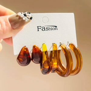 Resin Hoop Earring Set Punk Acetate C Shape Geometric Women's Earings