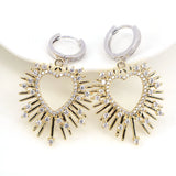 3 Pairs Heart Zircon Hoop Earrings for Women Cubic Zirconia Pave