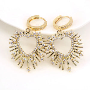 3 Pairs Heart Zircon Hoop Earrings for Women Cubic Zirconia Pave