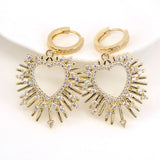 3 Pairs Heart Zircon Hoop Earrings for Women Cubic Zirconia Pave