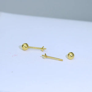 3 Pairs S925 Silver Stud Earrings Settings DIY Accessory