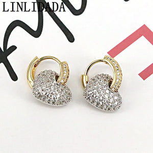 3Pairs CZ Heart Earrings Silver Plated Trendy Huggie Hoops for Women