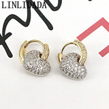 3Pairs CZ Heart Earrings Silver Plated Trendy Huggie Hoops for Women