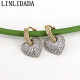 3Pairs CZ Heart Earrings Silver Plated Trendy Huggie Hoops for Women