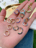 Colorful Abalone Shell Pearl Earrings, 3 Pairs