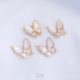 3Pcs 14K Sea Shell Butterfly Charms Pendants DIY Jewelry Findings