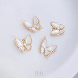 3Pcs 14K Sea Shell Butterfly Charms Pendants DIY Jewelry Findings