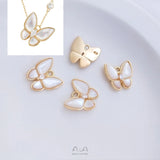3Pcs 14K Sea Shell Butterfly Charms Pendants DIY Jewelry Findings