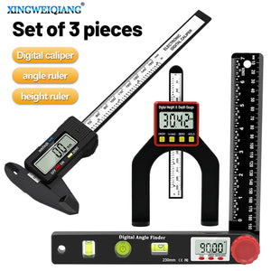 3Pcs 150mm Digital Caliper Angle Ruler Height Ruler Measuring Tool DIY Jewelry