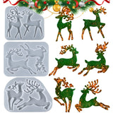 3Pcs DIY Christmas Resin Mould Deer Elk Ornament Mold Xmas Tree Pendants