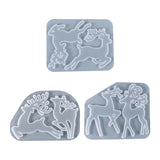 3Pcs DIY Christmas Resin Mould Deer Elk Ornament Mold Xmas Tree Pendants