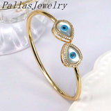 3Pcs Heart Cross Drop Round Shell Eye Adjustable Bangle Jewelry