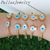 3Pcs Heart Cross Drop Round Shell Eye Adjustable Bangle Jewelry
