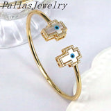 3Pcs Heart Cross Drop Round Shell Eye Adjustable Bangle Jewelry