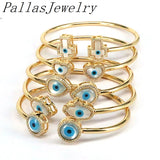 3Pcs Heart Cross Drop Round Shell Eye Adjustable Bangle Jewelry