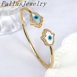 3Pcs Heart Cross Drop Round Shell Eye Adjustable Bangle Jewelry