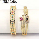 3Pcs Zircon Bangles Crystal Eye Cuff Bracelets Statement Jewelry