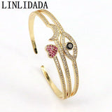 3Pcs Zircon Bangles Crystal Eye Cuff Bracelets Statement Jewelry