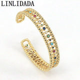 3Pcs Zircon Bangles Crystal Eye Cuff Bracelets Statement Jewelry