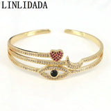 3Pcs Zircon Bangles Crystal Eye Cuff Bracelets Statement Jewelry