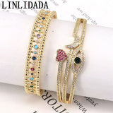 3Pcs Zircon Bangles Crystal Eye Cuff Bracelets Statement Jewelry