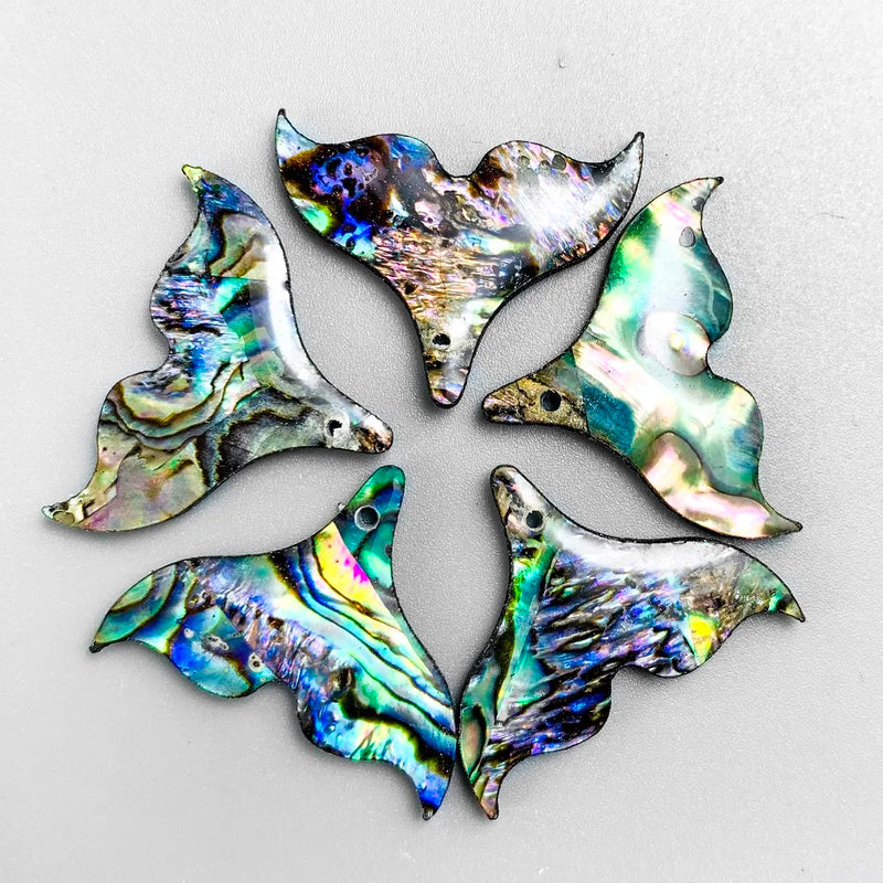 3Pcs 25mm Abalone Shell Acrylic Fish Mermaid Tail Pendant Charms DIY Jewelry