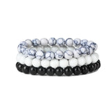 3Pcs 8MM Natural Stone Bracelet Set Tiger Eye Beaded Bangle Yoga Gift
