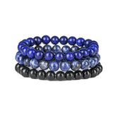 3Pcs 8MM Natural Stone Bracelet Set Tiger Eye Beaded Bangle Yoga Gift