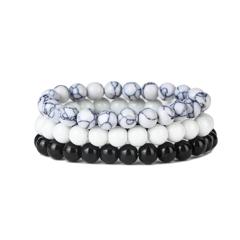 3Pcs 8MM Natural Stone Bracelet Set Tiger Eye Beaded Bangle Yoga Gift